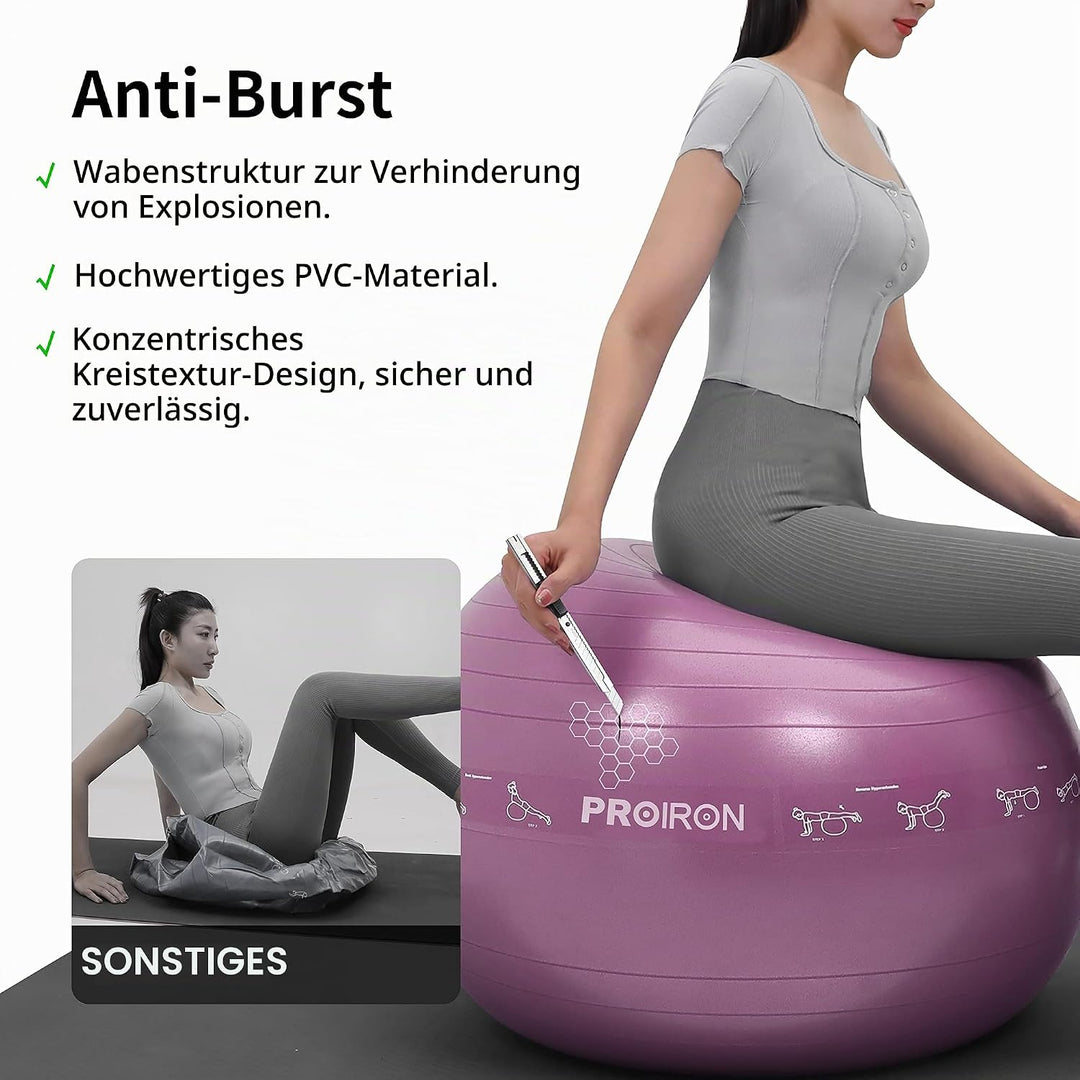 PROIRON Gymnastikball Pezziball Sitzball Trainingsball Fitnessball &amp; Balance für Core-Training mit P