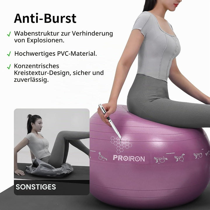 PROIRON Gymnastikball Pezziball Sitzball Trainingsball Fitnessball &amp; Balance für Core-Training mit P