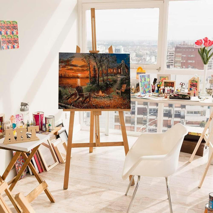 Artnapi Malen nach Zahlen Erwachsene mit Rahmen | DIY Handgemalt | Haus tief im Wald | Kit für Anfän