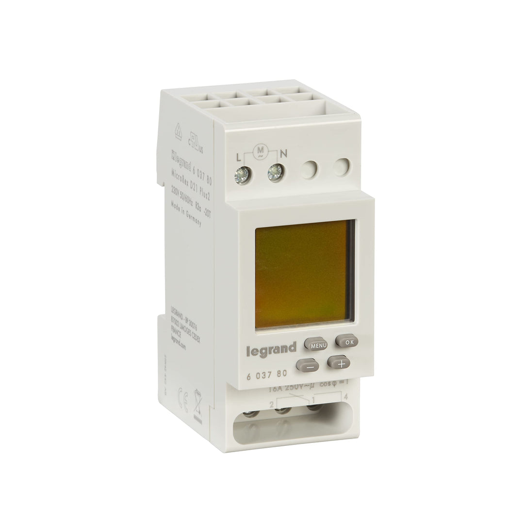 LEGRAND, digitale Wochen-Zeitschaltuhr MicroRex D21, 1 Kanal, 2-modulig für Hutschiene mit 230V und