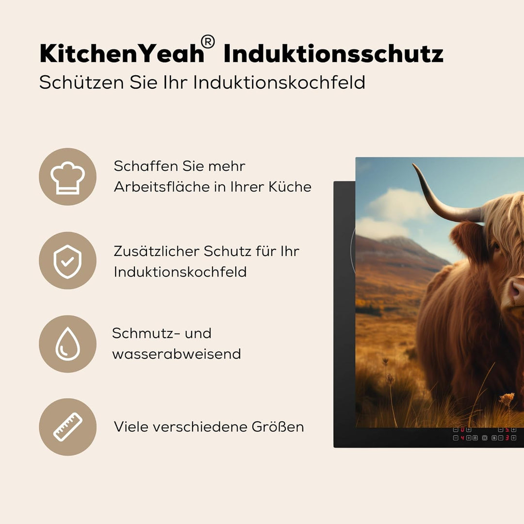KitchenYeah© Herdabdeckplatte 59x51 cm Einteilig Ceranfeld Abdeckplatte für Induktionsschutz Ceranfe