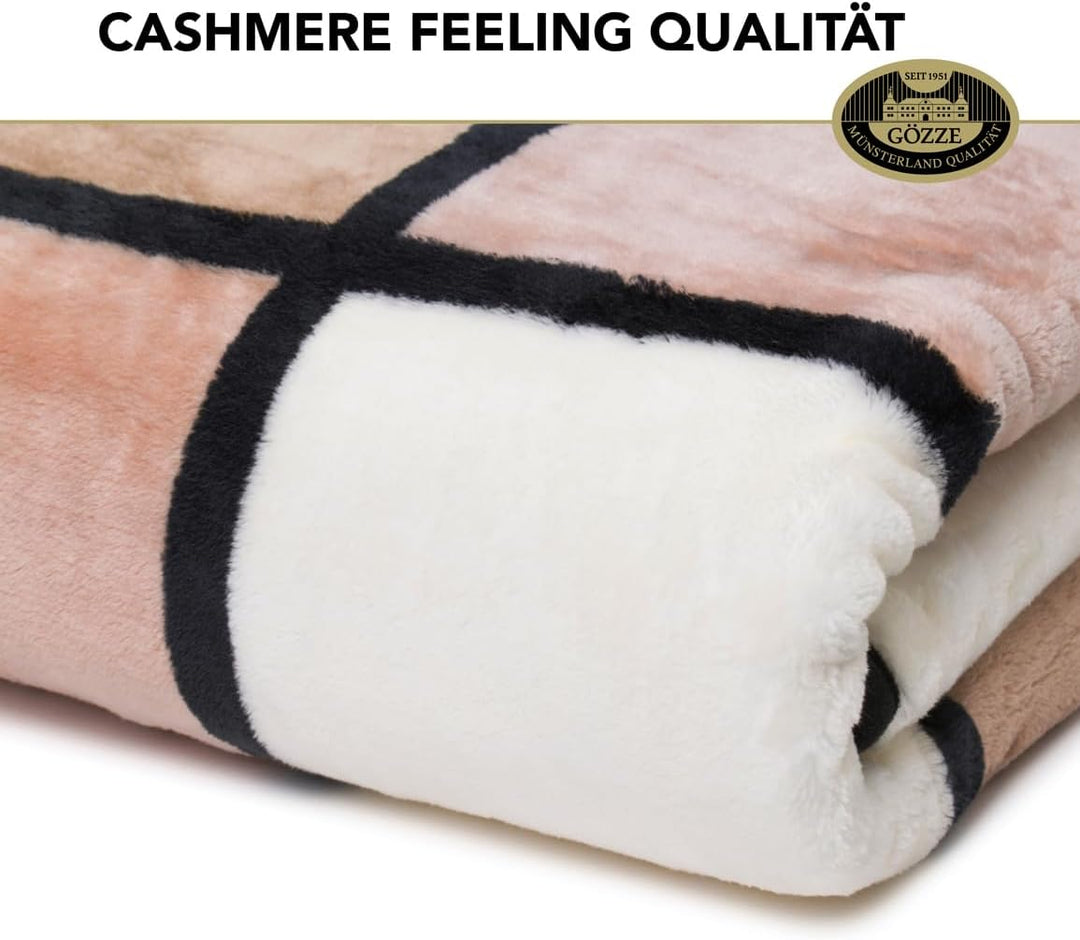 Gözze - Weiche Kuscheldecke, Cashmere Feeling, Hohes Stoffgewicht 500 g/m², Antigua, 150 x 200 cm -