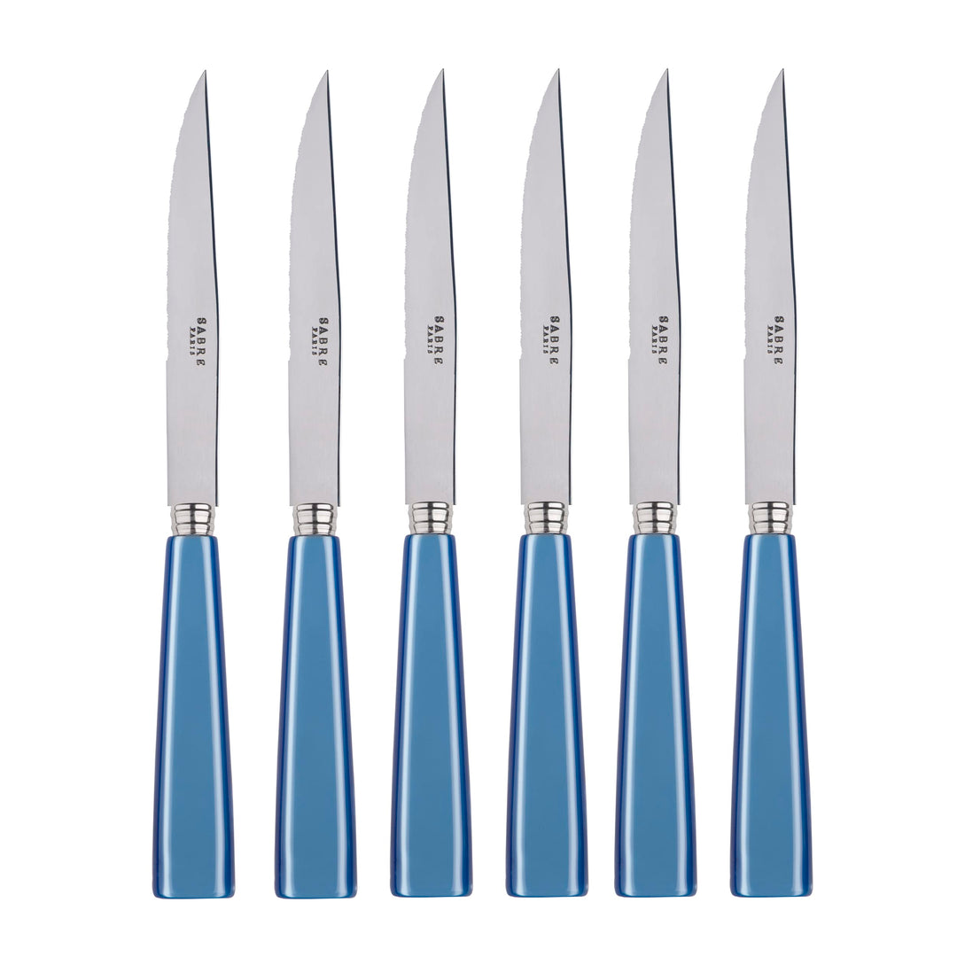 SABRE PARIS - 6er Set Steakmesser Mit Wellenschliff - Icon - Fleischmesser - Edelstahl & Acryl - Spü