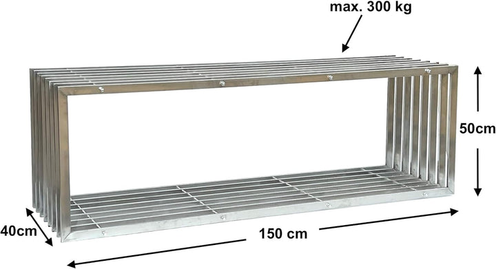 DanDiBo Gartenbank Edelstahl Metall Wetterfest Massiv 150 cm Sitzbank Bank Garten 96429 Parkbank Lam