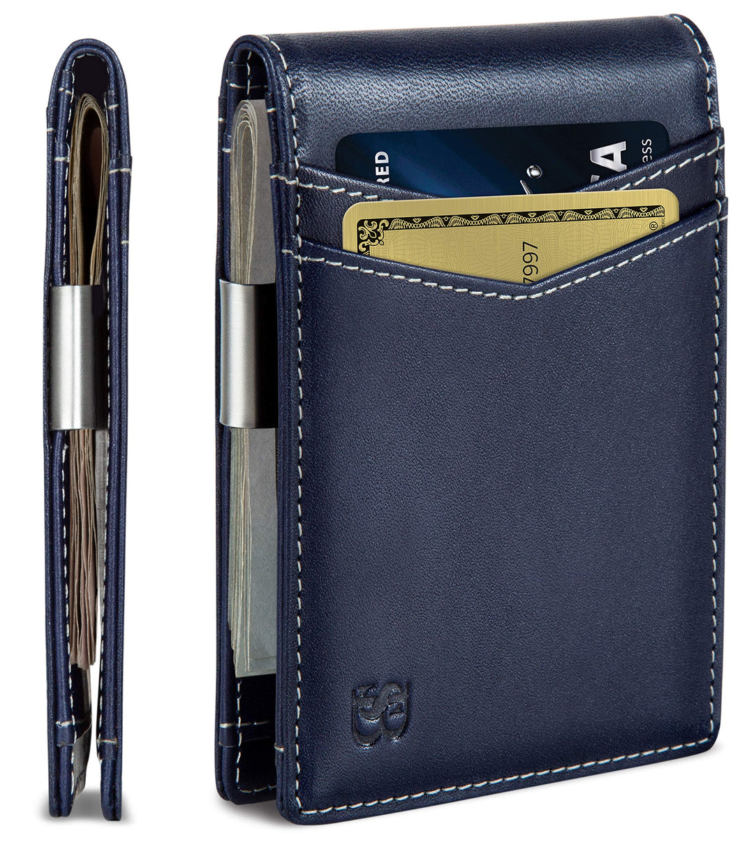 SERMAN Brands börse mit Klammer â€“ Herren-Geldbörsen, schmale Vordertasche, RFID-blockierender Kart