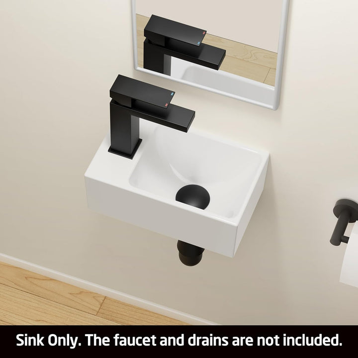 KES Waschbecken Handwaschbecken Rechteckig Waschschale Gäste WC Keramik Aufsatzwaschbecken Badezimme