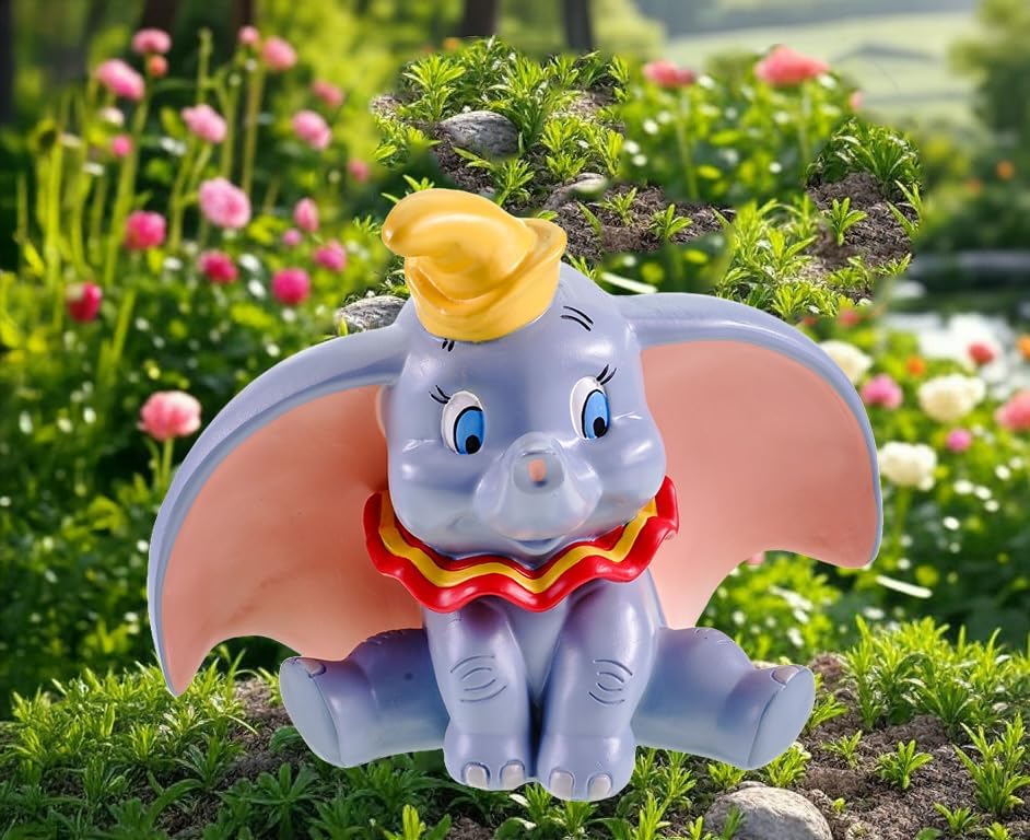 Gartenfigur Dumbo - Disney's bezaubernder Elefant für dein Zuhause aus Polyresin - Mehrfarbige Deko-
