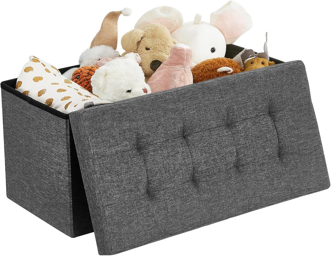 SONGMICS Sitzbank mit Stauraum, klappbare Sitztruhe, Aufbewahrungsbox, 38 x 76 x 38 cm, Deckel klapp