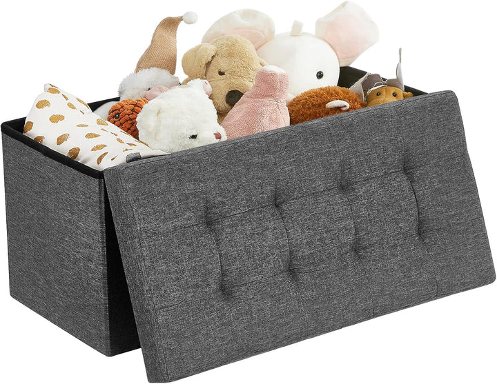 SONGMICS Sitzbank mit Stauraum, klappbare Sitztruhe, Aufbewahrungsbox, 38 x 76 x 38 cm, Deckel klapp