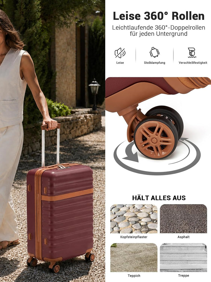 KONO Handgepäck Koffer Trolley Koffer Reisekoffer leicht aus ABS+PC mit 4 Rollen Hartschalenkoffer T
