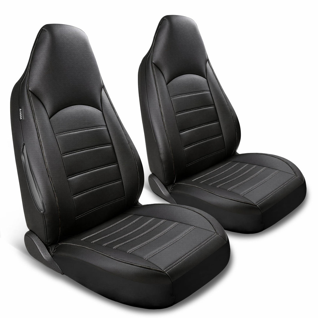 AUTOYOUTH Universal Vordersitzbezüge, wasserdicht, PU-Leder, Schwarz, Airbag-kompatibel, Paar, für S