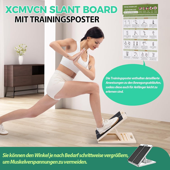 Wadendehner aus Holz mit 5 verstellbaren Winkeln, Schrägbrett für Wadenstreckung und Balance Trainin