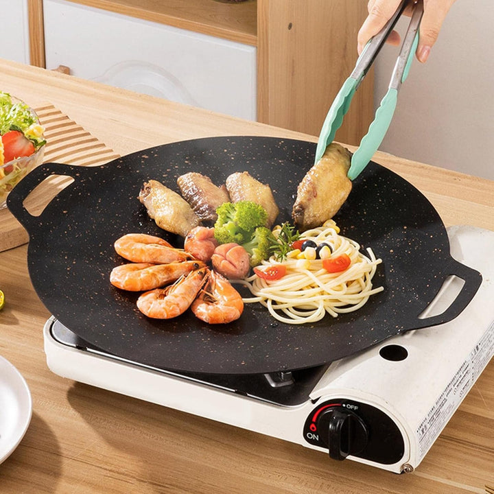 Koreanische Grillpfanne Flache Induktions-Grillplatte für Grillplatte - Beschichtete, runde, antihaf