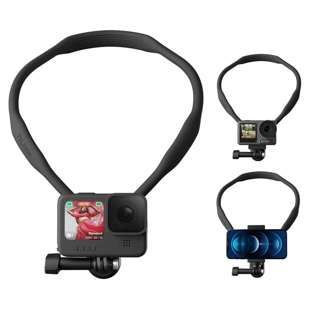 TELESIN SE Flexibles POV-Nackenhalterung für GoPro Hero 12/11/10/9/8/Max DJI Action Insta360 iPhone