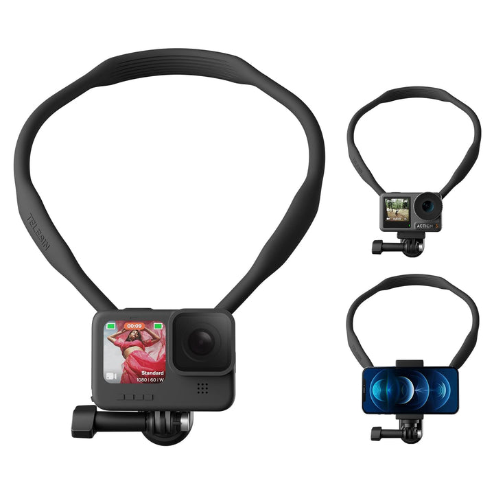 TELESIN SE Flexibles POV-Nackenhalterung für GoPro Hero 12/11/10/9/8/Max DJI Action Insta360 iPhone