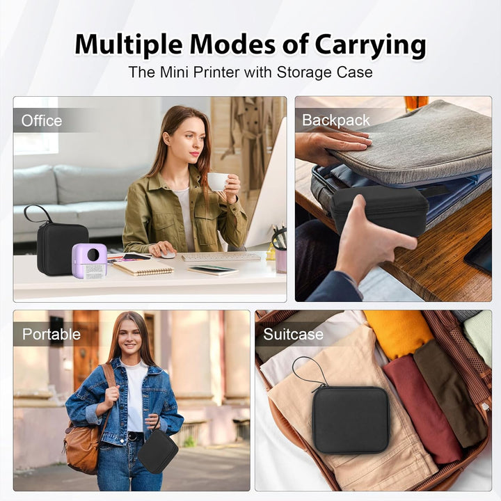HUIJUTCHEN Mini Drucker mit Tasche, Mini Etikettendrucker Tasche Tragbarer Mini Fotodrucker 10 Rolle