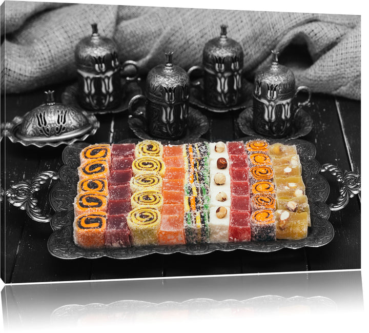 Pixxprint traditionelle türkische Desserts als Leinwandbild/Grösse: 100x70 / Wandbild/Kunstdruck/fer
