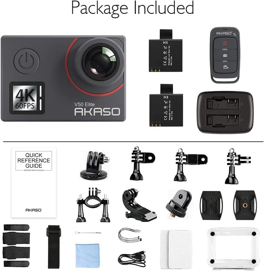 AKASO Action Cam 4K60FPS, Unterwasserkamera 40M Wasserdicht 20MP WiFi Actioncam mit EIS Stabilisieru