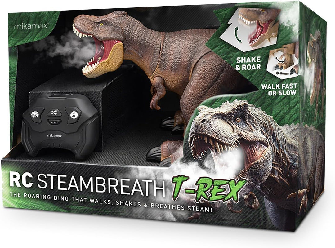 mikamax RC T-Rex Dinosaurier - Dampfatmung Effekt - Ferngesteuerter Laufender Dino - Licht & Sound -