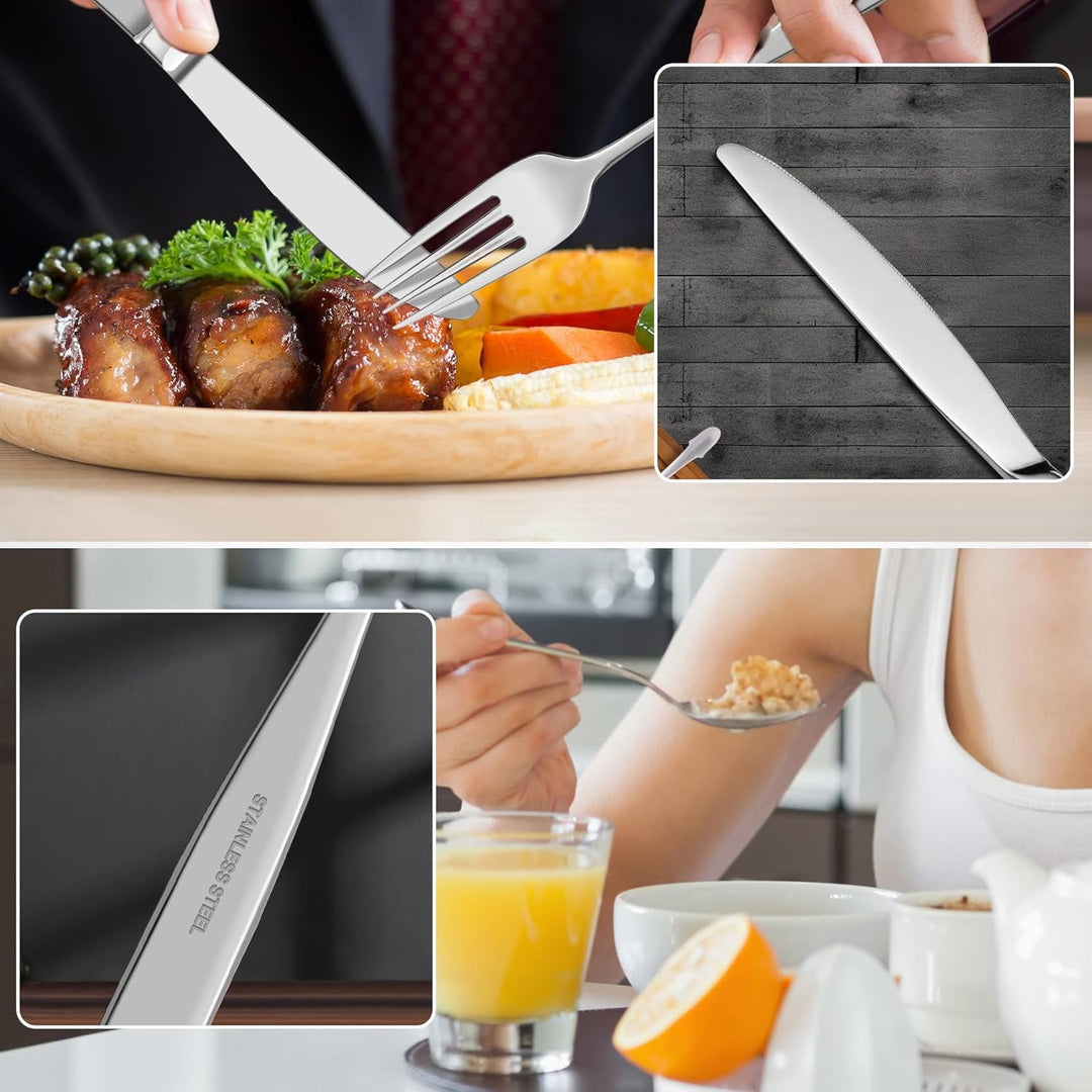 Besteck Set für 100 Person, 400er-Set Messer Gabel Löffel aus Edelstahl Spülmaschinenfestem für Küch