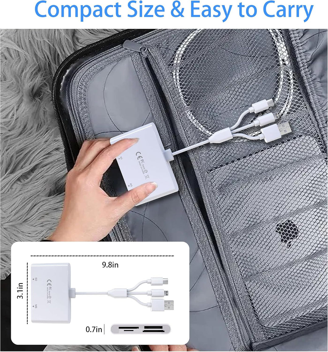 Memory Stick Pro Duo Adapter - 4 in 1 SD/microSD/MS/XD Bilderkartenleser mit 3 in 1 Lightning/USB-C/