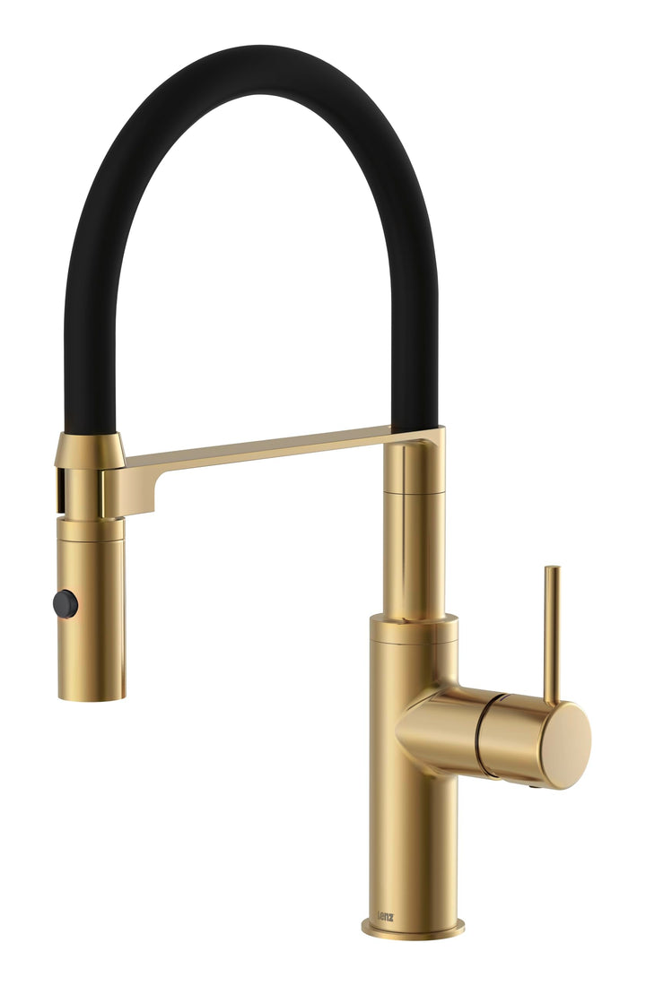 Lenz Küchenarmatur NALU Gold – Flexible, 360° schwenkbare Pendelbrause | Geschirrbrause, 2 Strahlart