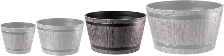 KADAX Pflanztopf im Holzfass-Design, ø 40cm, aus wetterfestem Kunststoff, für Garten, Terrasse & Bal
