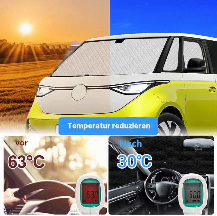 Thermomatte Fahrerhaus Innen Kompatibel mit VW ID Buzz 2022-2026, 5PCS SWB Faltbare Isolierte Sonnen
