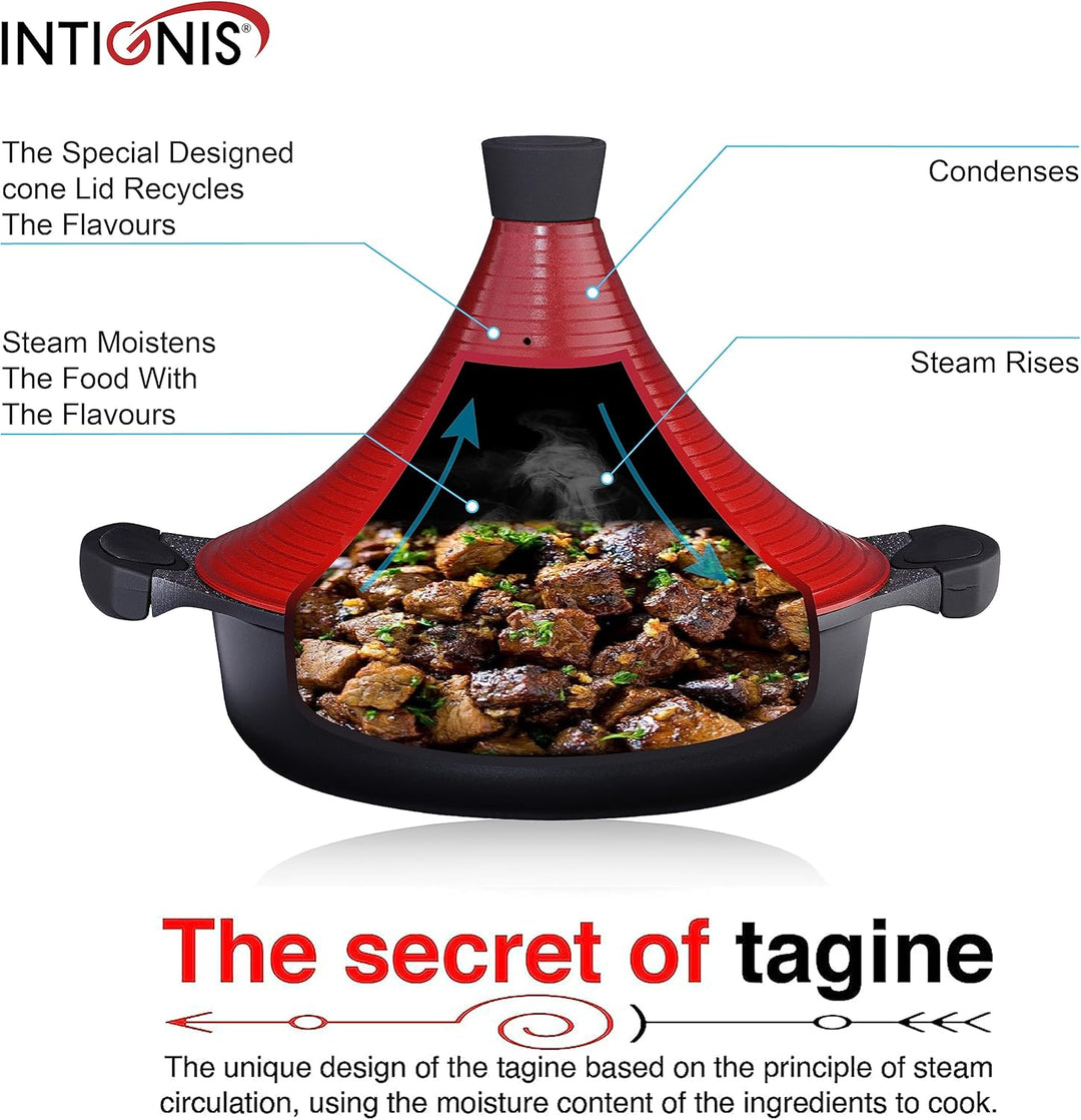 Marokkanischer Tajine-Kochtopf | Induktion | Selbstbefüllender Deckel 28 cm grosses Metall | Super N