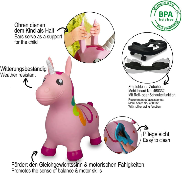 JAMARA 460316 Hüpftier Einhorn HoppyDoo - Spielzeug für Kinder, Hüpfspielzeug Baby Indoor/Outdoor, G
