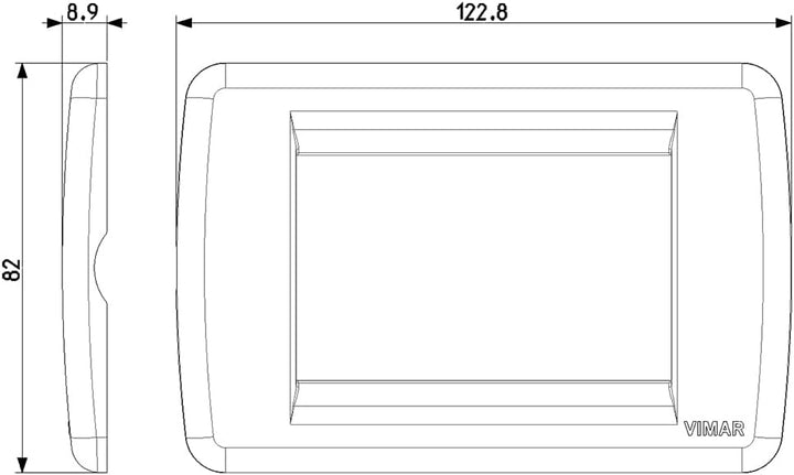 Vimar Idea 0T16763.15 Rondò 3 Module Technopolymer, 10 Stück, graphitgrau