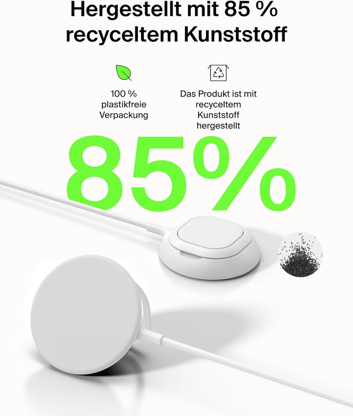 Belkin UltraCharge Wireless Charger mit Qi2 25W, Kompatibel mit MagSafe Ladegerät mit Passiver Kühlt
