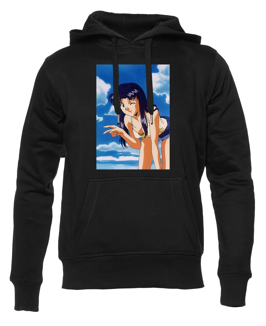 Generisch Misato Katsuragi Photograph Unisex Hoodie Herren Damen Schwarz Lange Ärmel Kapuzenpulli Me