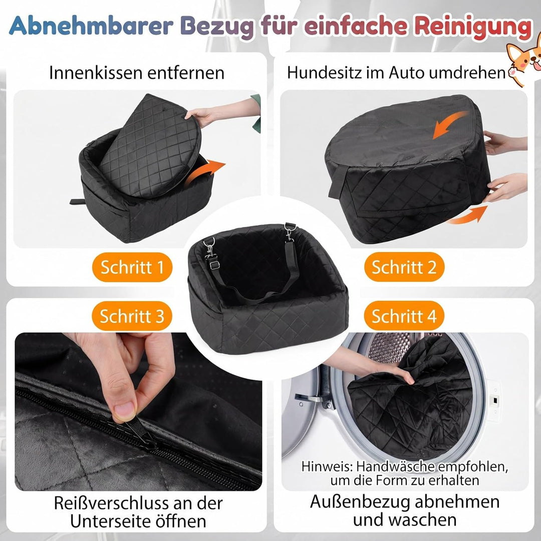 COSTWAY Hunde Autositz für kleine bis mittlere Hunde, Hundeautositz mit Sicherheitsleinen zum Anklip