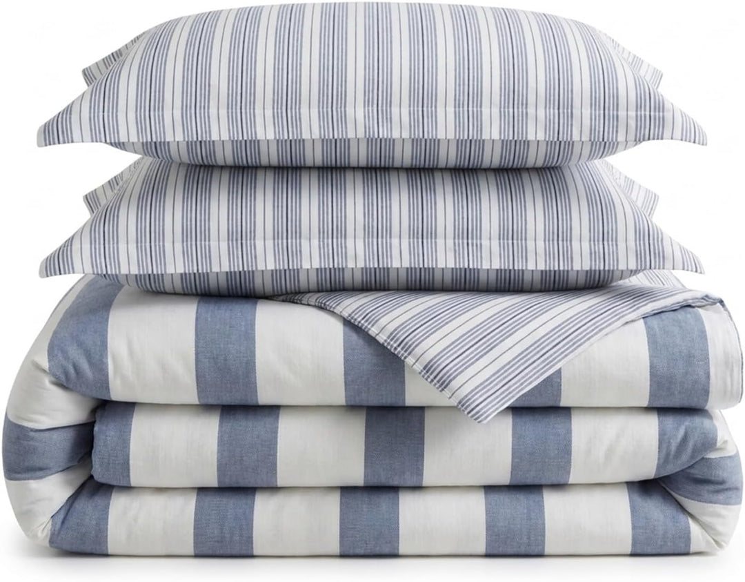 Nautica Home | Fairwater Collection | 100% Cotton Mediterranean Inspired Design Herringbone Weave Du