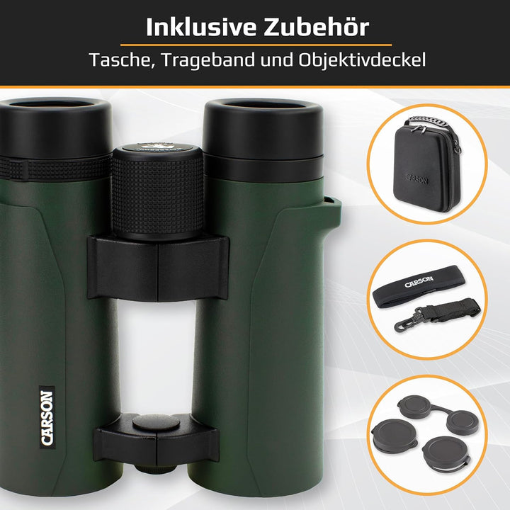 Carson RD Full-Size Fernglas, 10x42mm, Doppelstegdesign, wasserdicht, robust, beschlagfrei (RD-042)