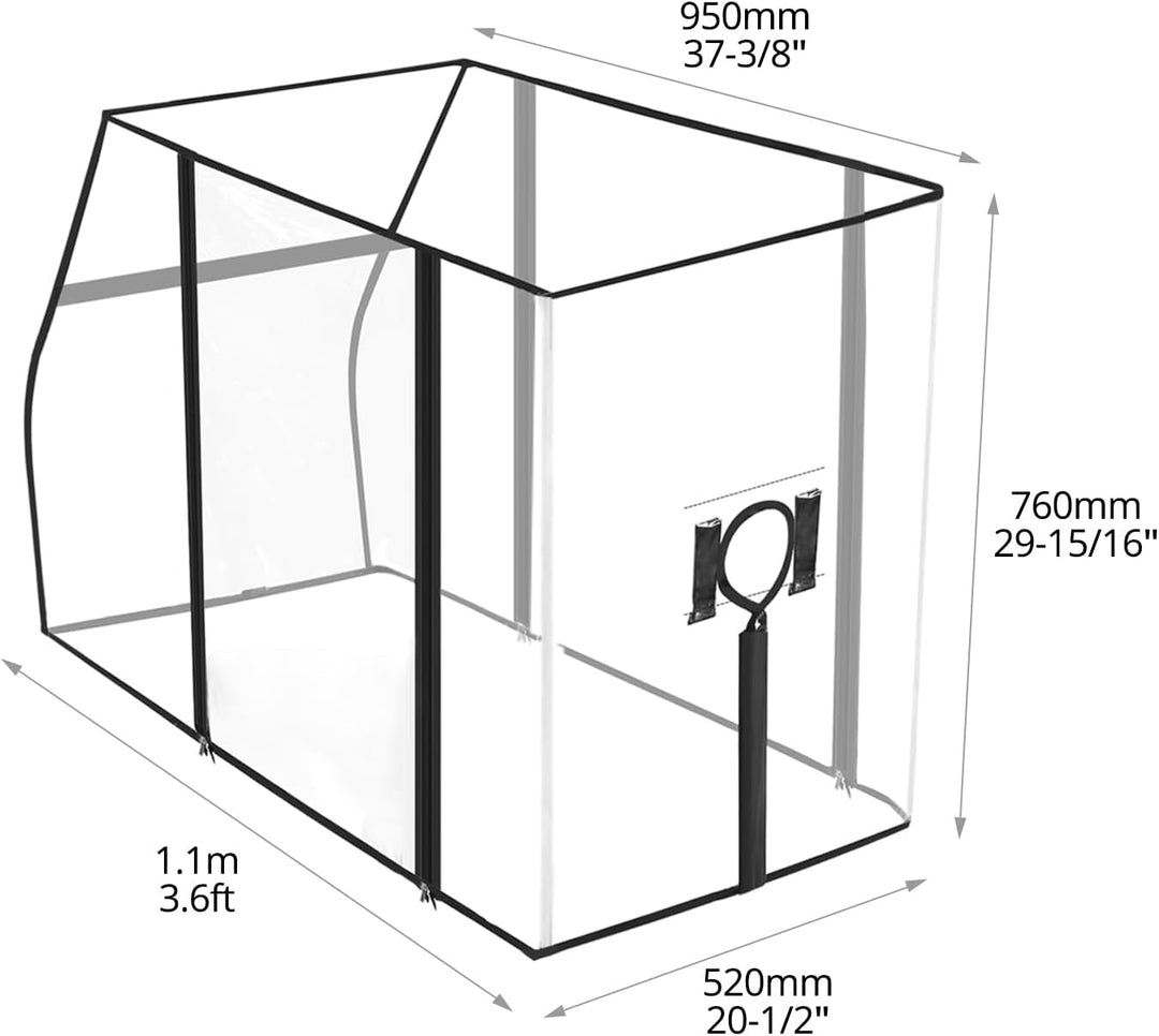 QWORK® Bollerwagen Regenschutz Transparent, 110 x 52 x 76 cm Regenverdeck aus PEVA mit Reissverschlu