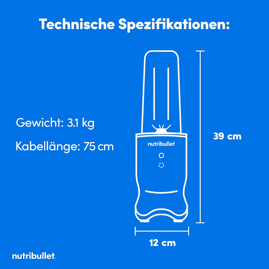 nutribullet personal blender, der leistungsstärkste Mixer für eine Portion, 1000 Watt und leiser Mot