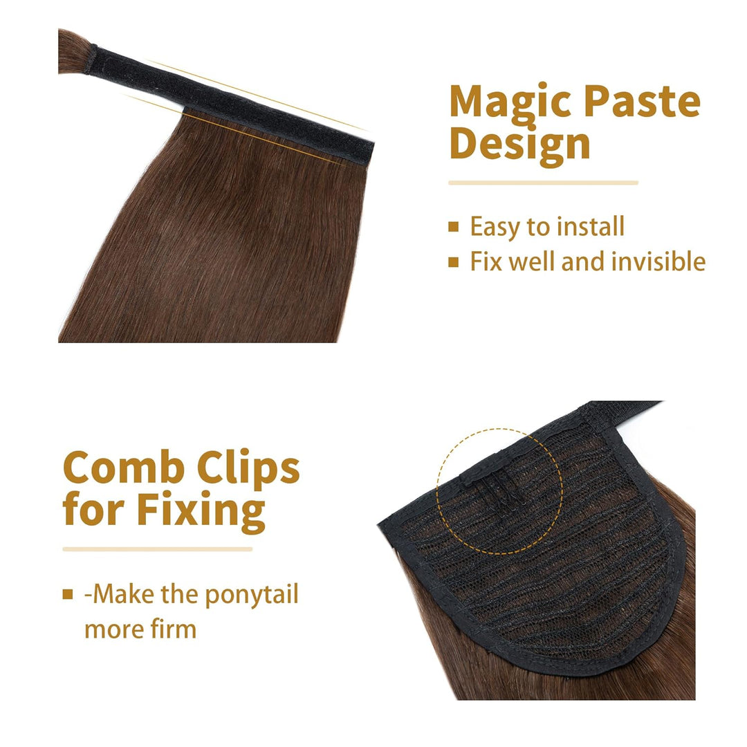 SEGO Ponytail Pferdeschwanz Haarteil Echthaar Zopf Extensions Haarverlängerung Clip in Pony Remy Hai