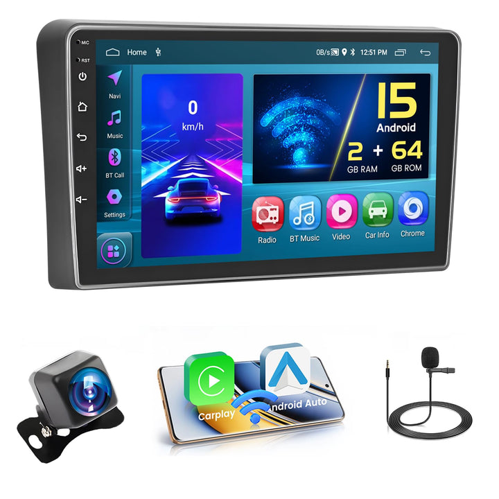Hikity 2GB+64GB Android 15 Autoradio für Audi A3 (2003-2012) S3 (2006-2012) RS3 (2011-2012) Radio Wi
