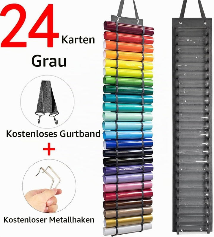 Vinyl Rollen Organizer mit 24 Fächern - Vinyl Aufbewahrungshalter und Rollen Halter für Papier, Gesc
