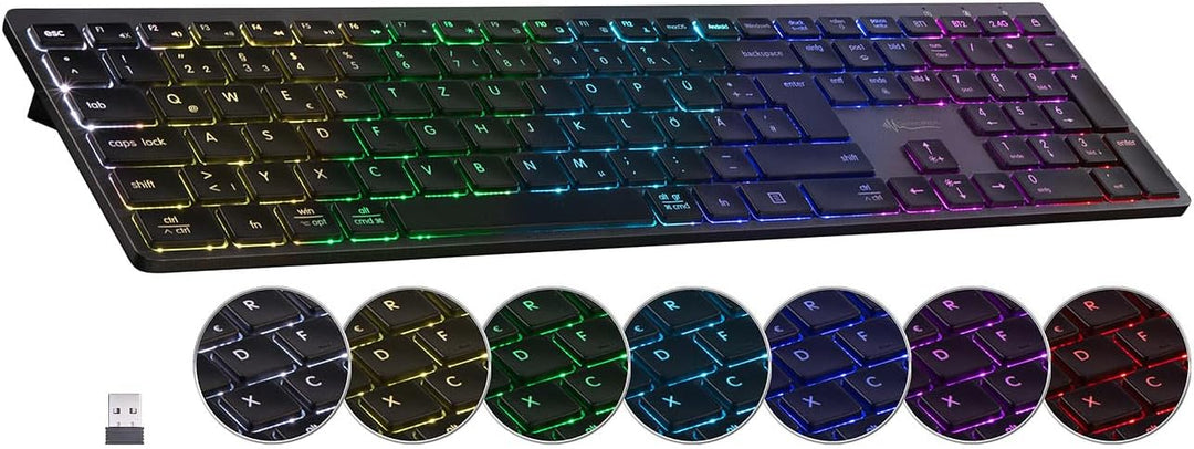 Akku-Funktastatur mit Bluetooth, Scissor, 7 Farben, deutsch-Schweiz