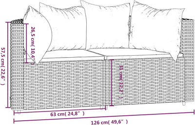 Tidyard Garten Sofa 2 Sitzer Ecksofa Gartensofa Rattansofa Gartenlounge Sitzgruppe Gartenmöbel Sofa