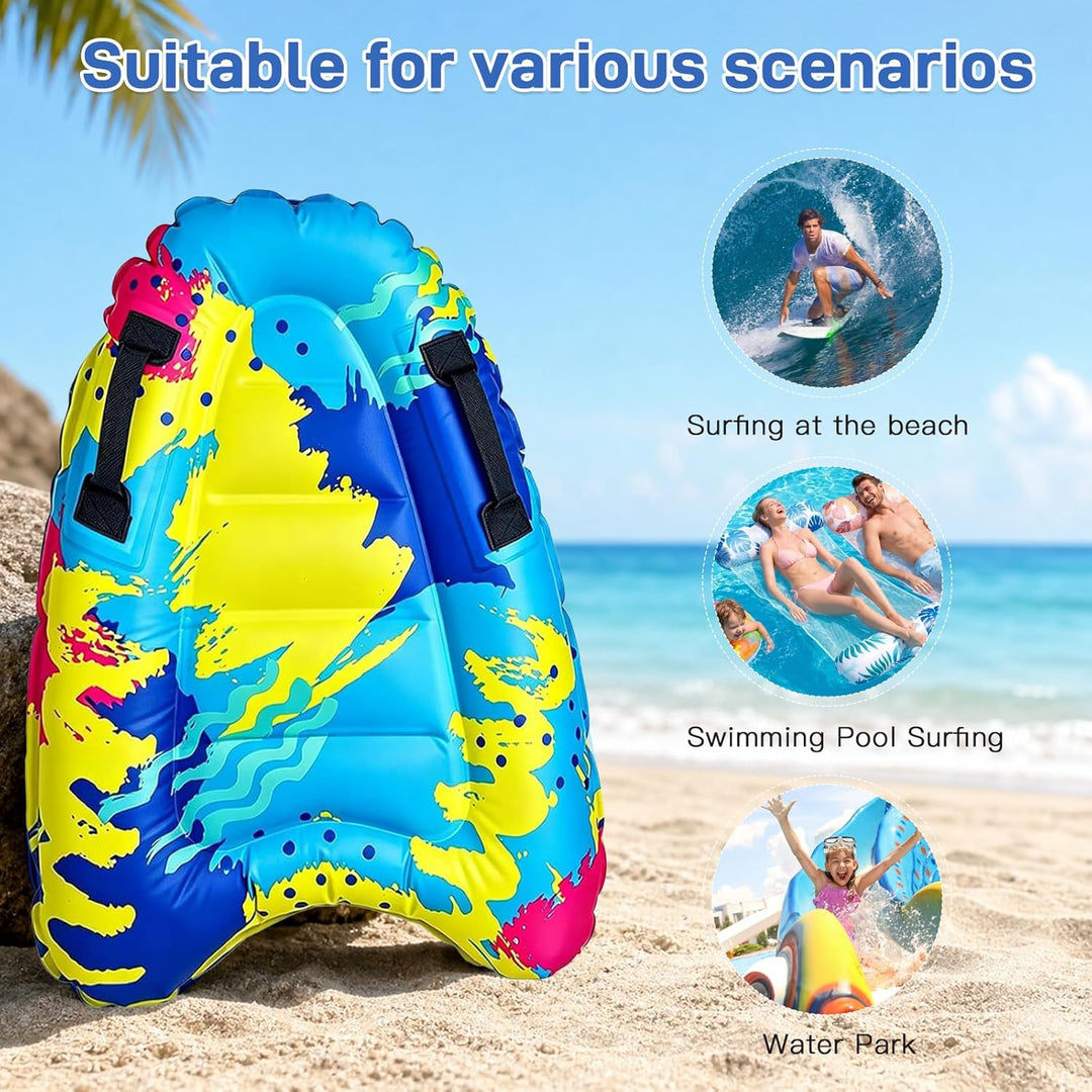 Bodyboard Aufblasbar, Aufblasbares Bodyboard Kinder mit Griffen – Faltbares Aufblasbares Schwimmbret