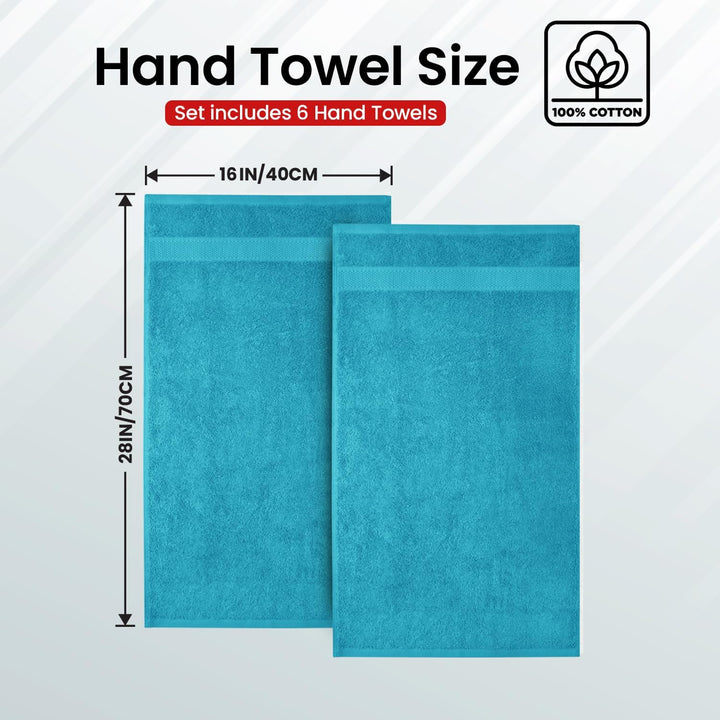 Infinitee Xclusives Premium Weisse Handtücher, 6er-Pack (40 x 72 cm) – 100% Baumwolle, super saugfäh