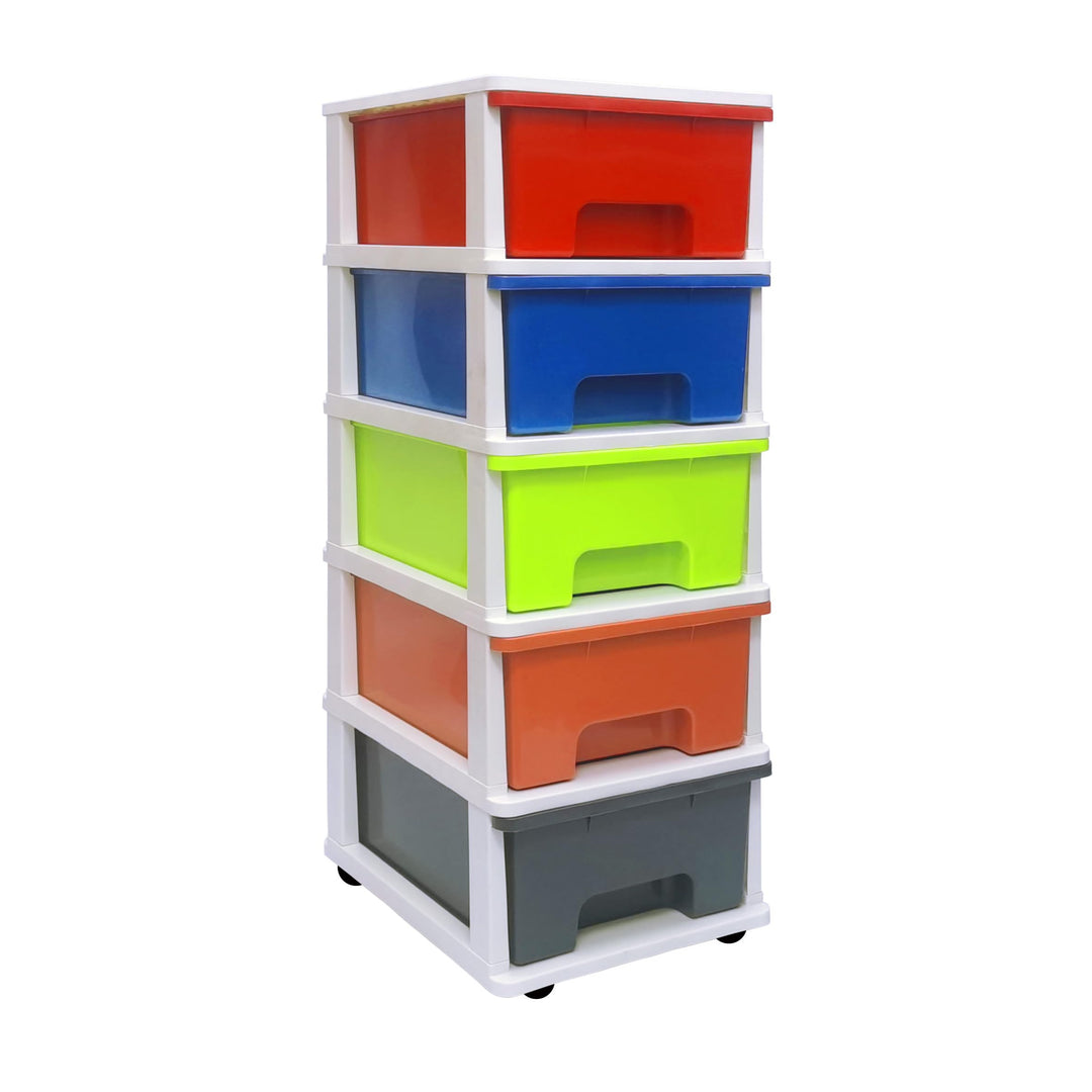 ABBAware Schubladenbox, Schubladen-Container auf Rädern, 5 grosse 17 Liter Schubladen, der Umwelt zu