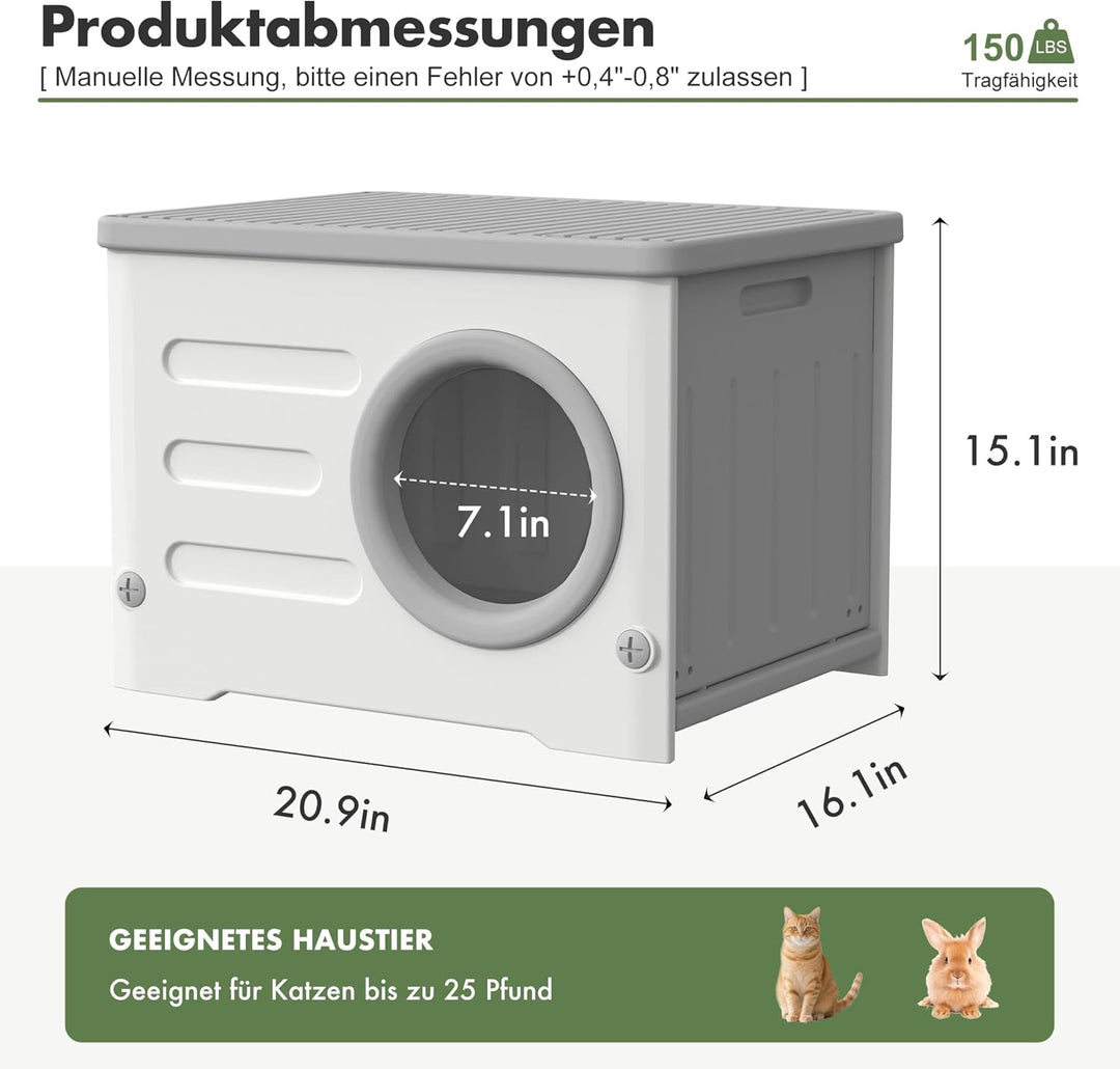 Katzenhaus für den Aussenbereich, wetterfest, isoliert, robuster Kunststoff, Wildkatzenhaus, erhöhte