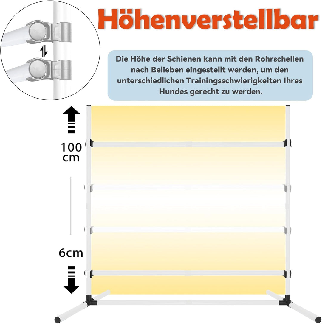 Agility Set Hürdenset Hundetraining Zubehör mit 4 Stück Hürden, Slalom Stangen Agility-Ausrüstung fü