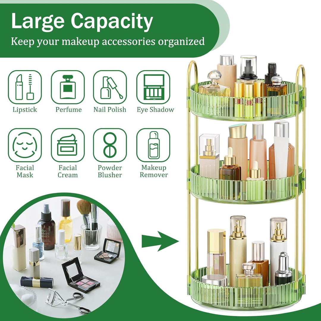 MOKANI Make Up Kosmetik Organizer, 360° Dreh Schmink Organizer, 3 Ebenen, Multifunctional Makeup Ski