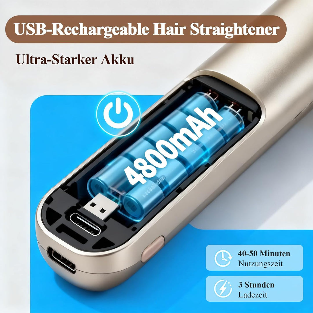 Glätteisen Mini Kabellos - 2 in 1 Glätteisen Locken und Glätten | Reise Hair Straightener | Keramik